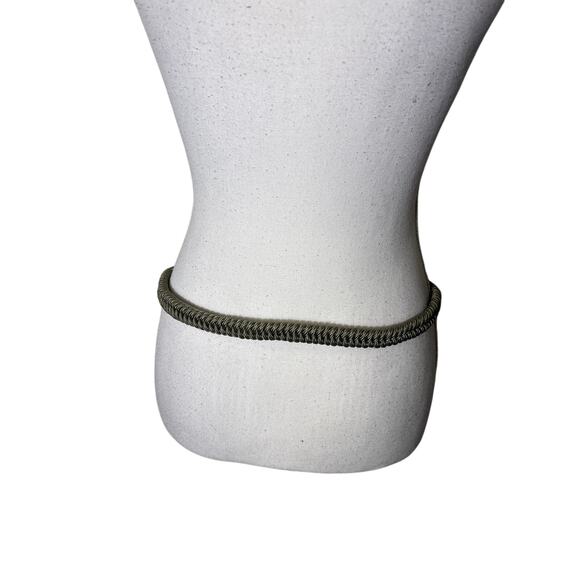 Vintage 1980\'s YSL Green Braided Belt with Gold Metal Loop Buckle